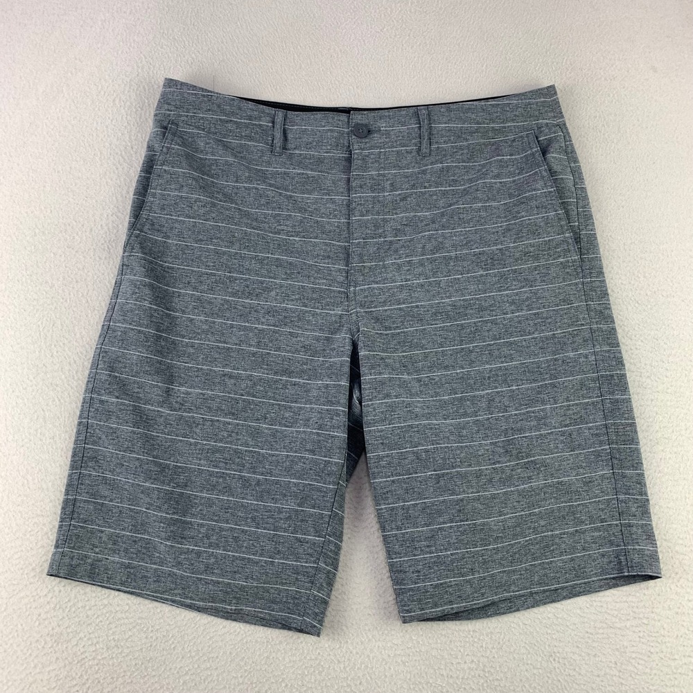 Goodfellow & Co Hybrid Shorts Men 33 Gray Striped Casual Stretch Flat Front